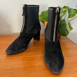 David Tate Boots Womens Monique Black 9.5 Ankle Bootie Shoe Suede Zip High Heel